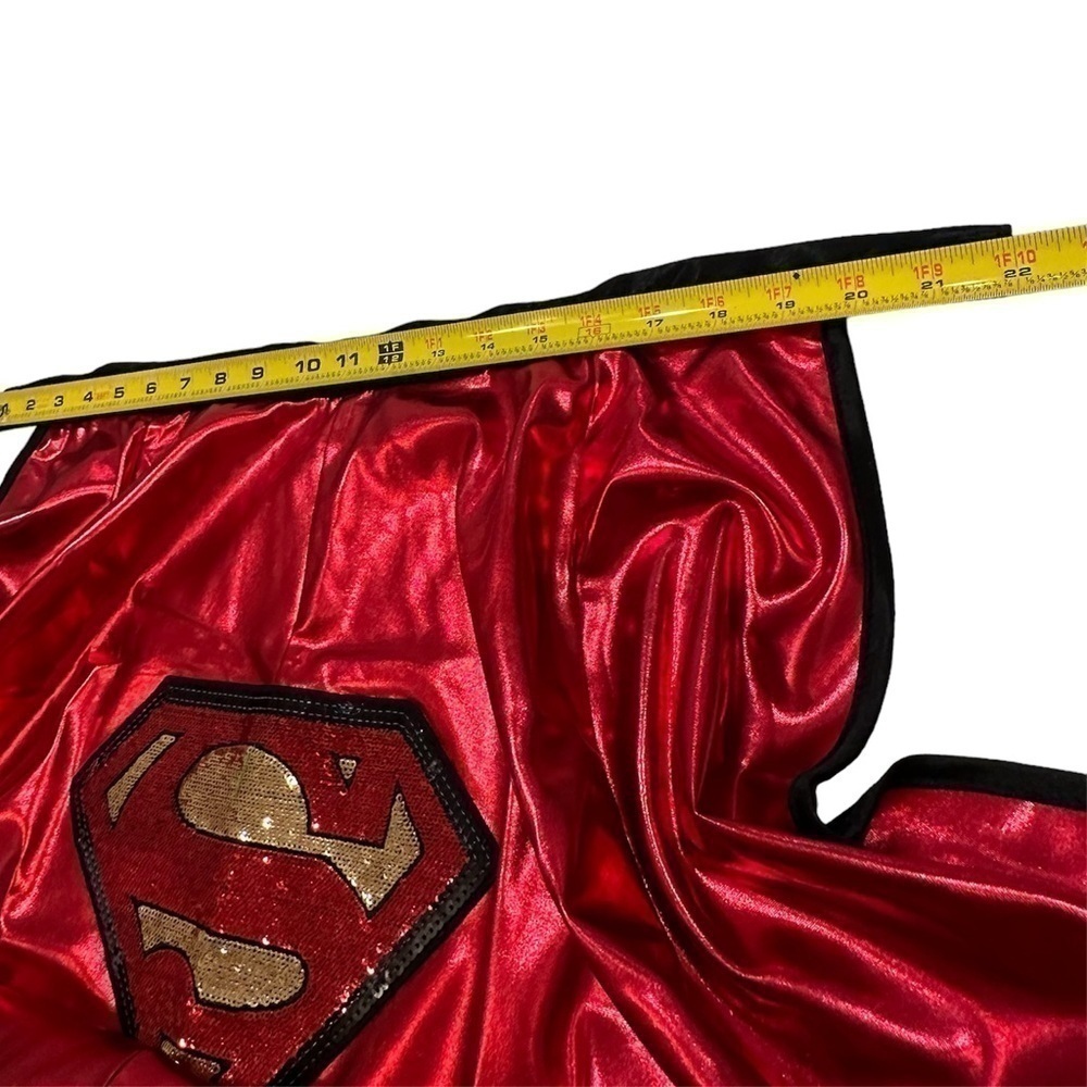 Superman Red Shimmery Shiny Cape with Superhero Logo on Back - Picture 8 of 10